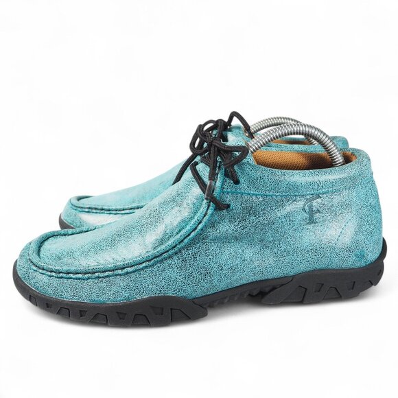 Ferrini Rouge Moc Toe Mid Leather Chukka Boots Women's 10B Turquoise 63722-50 - Picture 2 of 11